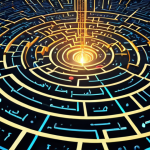 **

A complex, intertwining maze representing data streams, with glowing nodes of light symbolizing personal information.  Some nodes are dimmed or corrupted, illustrating data breaches and privacy concerns.  Overlaid on the maze, a stylized Arabic script spells out "حماية الخصوصية" (Protection of Privacy). The overall tone should be serious and contemplative, highlighting the vulnerability of data in the digital age.

**
