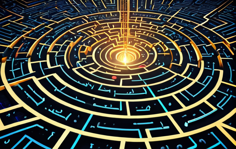 **

A complex, intertwining maze representing data streams, with glowing nodes of light symbolizing personal information.  Some nodes are dimmed or corrupted, illustrating data breaches and privacy concerns.  Overlaid on the maze, a stylized Arabic script spells out "حماية الخصوصية" (Protection of Privacy). The overall tone should be serious and contemplative, highlighting the vulnerability of data in the digital age.

**