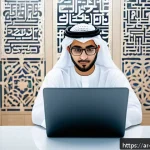 빅데이터 실기 시험 기출문제 리뷰 - A detailed classroom scene showing an Arab student in modern casual clothing, wearing glasses and fo...