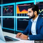 빅데이터 분석가가 갖추어야 할 분석 마인드셋 - A professional Middle Eastern data analyst in modern office attire thoughtfully examining multiple d...