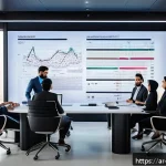 빅데이터 분석 프로젝트의 ROI 계산 방법 - A professional Middle Eastern data analytics team in a modern office setting, focused on a large dig...