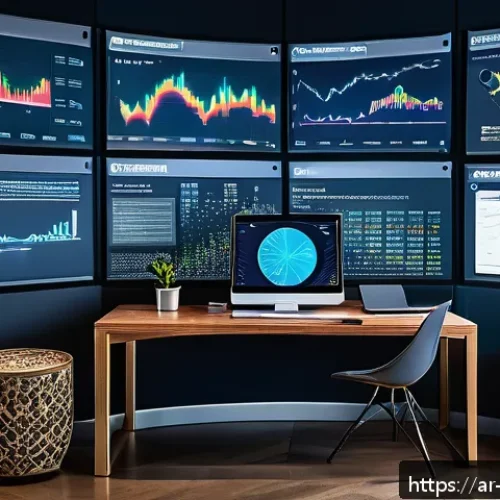 빅데이터 프로젝트의 데이터 수집 기법 - A modern Middle Eastern data analyst workspace, featuring a large curved monitor displaying colorful...